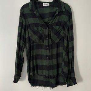 Bella Dahl Fray Hem Plaid Button Down